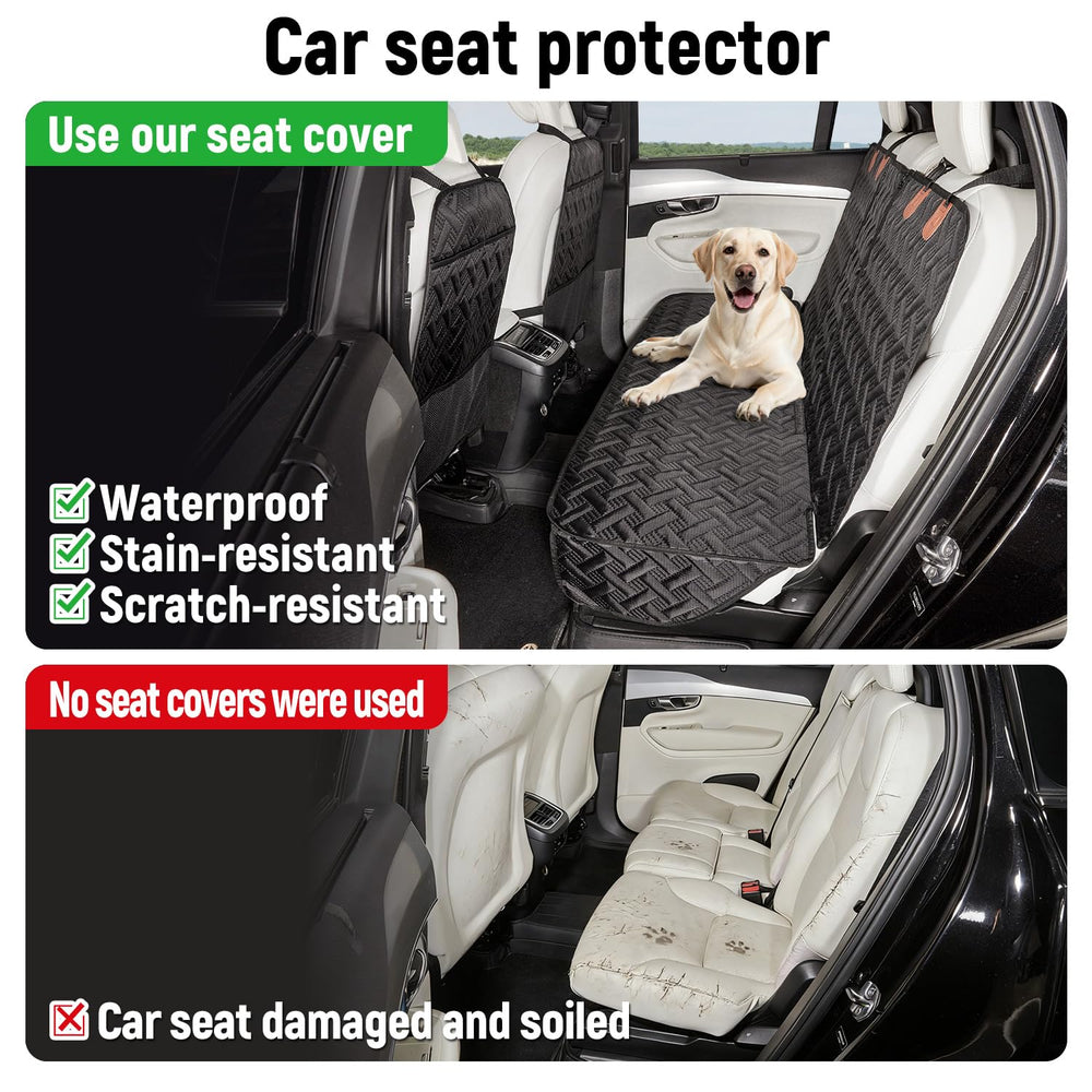 YJGF dog seat cover back seat compatible with seat belts and armrest