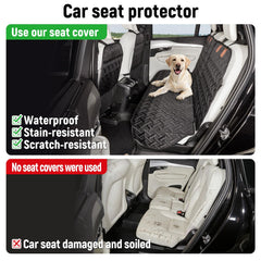 YJGF dog seat cover back seat compatible with seat belts and armrest