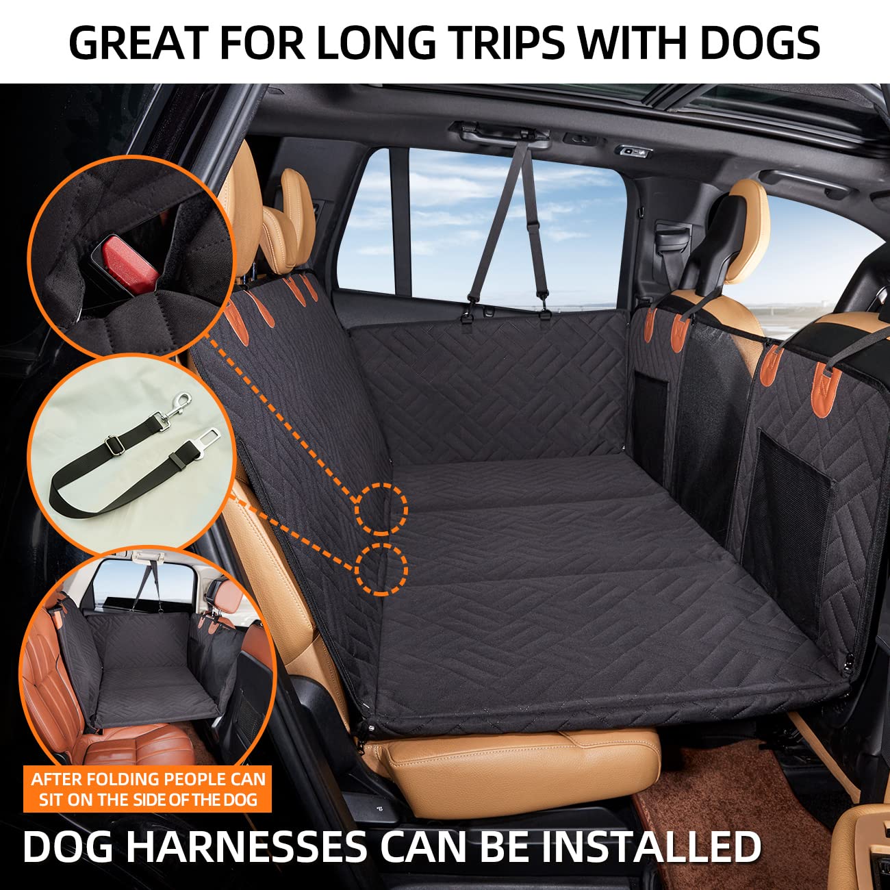 YJGF dog hammock for car reduces slips and prevents falls.
