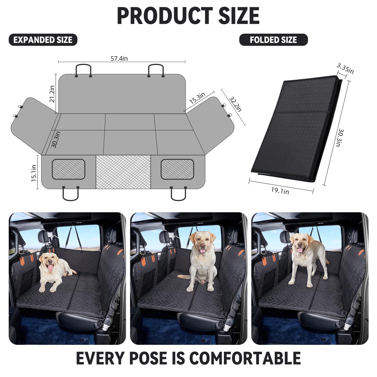 Easy installation with headrest straps and buckles for quick setup.