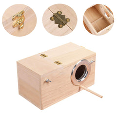 YJJKJ wood parakeet nest box interior provides spacious space for multiple birds.
