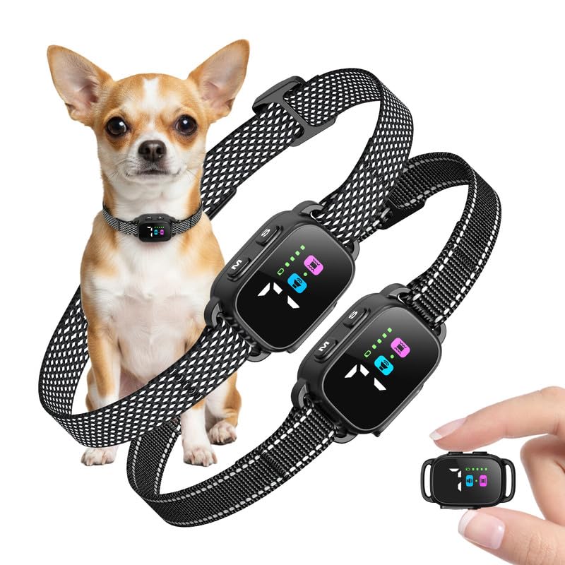 YJWFHPU two-pack bark collar for small dogs with distinct straps for easy identification.