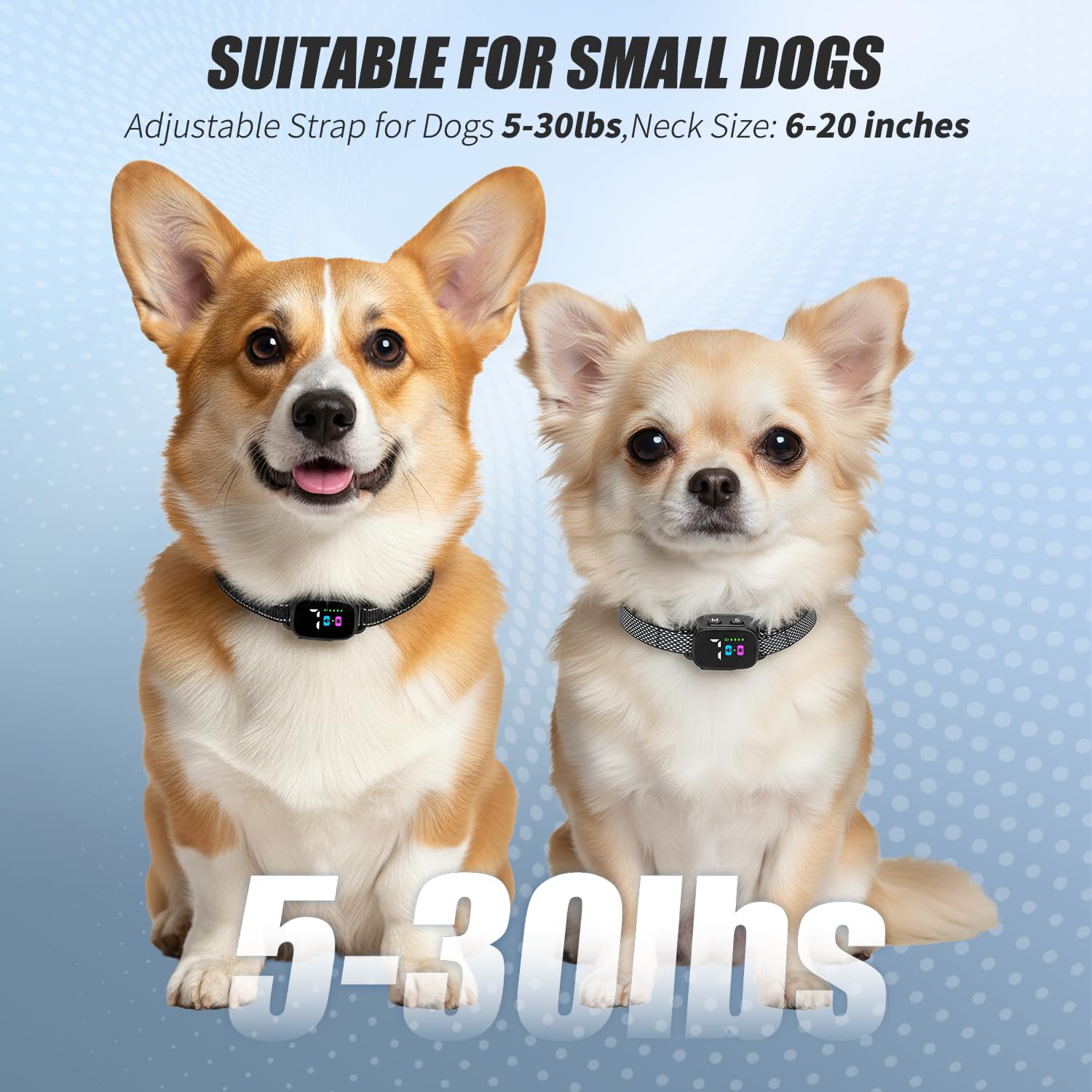 YJWFHPU bark collar with beep and vibration for humane training without shocks.