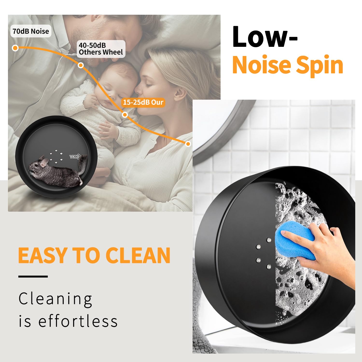 YKD 15-Inch Silent Chinchillas Wheel aluminum body highlights lightweight, sturdy performance.
