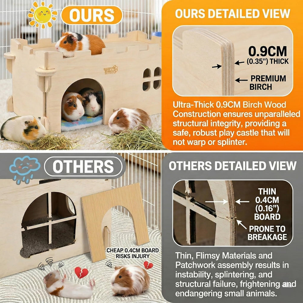 YKD Castle Chinchilla House birch plywood construction promotes breathable shelter