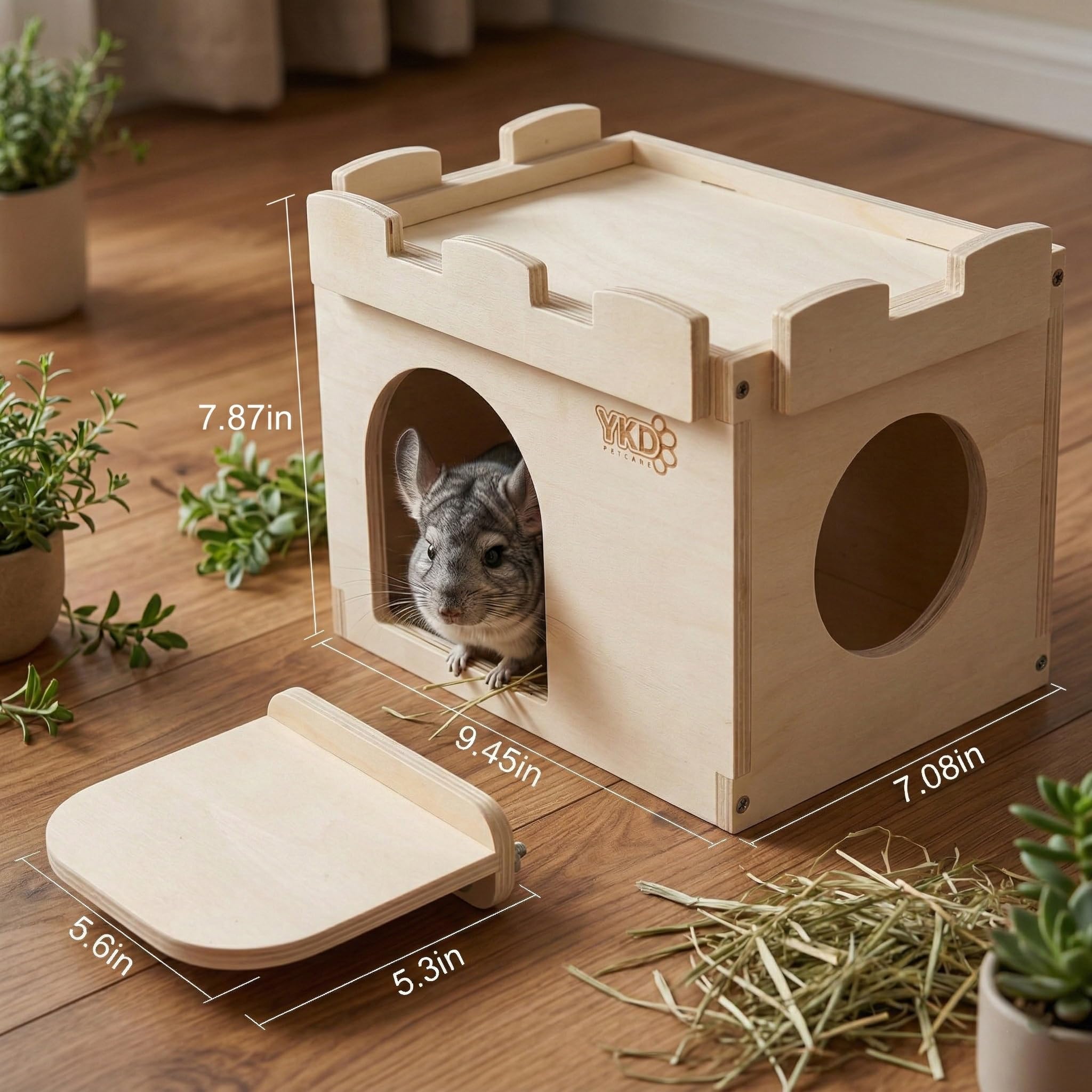 YKD Castle Chinchilla House outer dimensions in inches