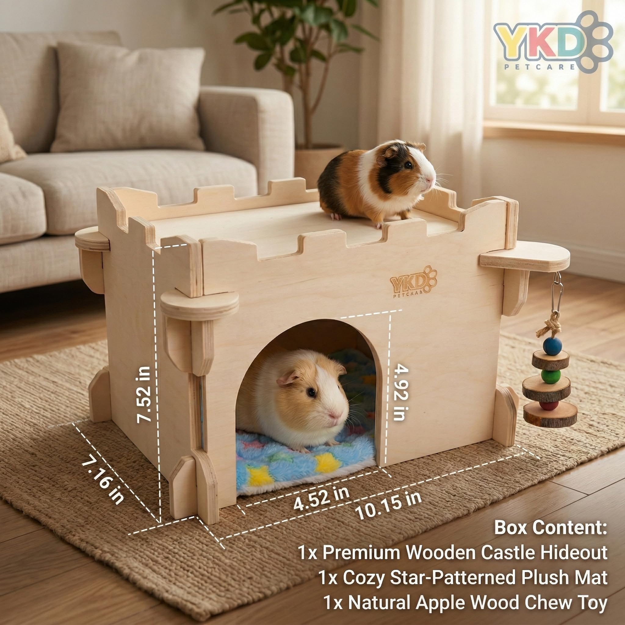 YKD Castle Chinchilla House interior space offers cozy room for nap and play.