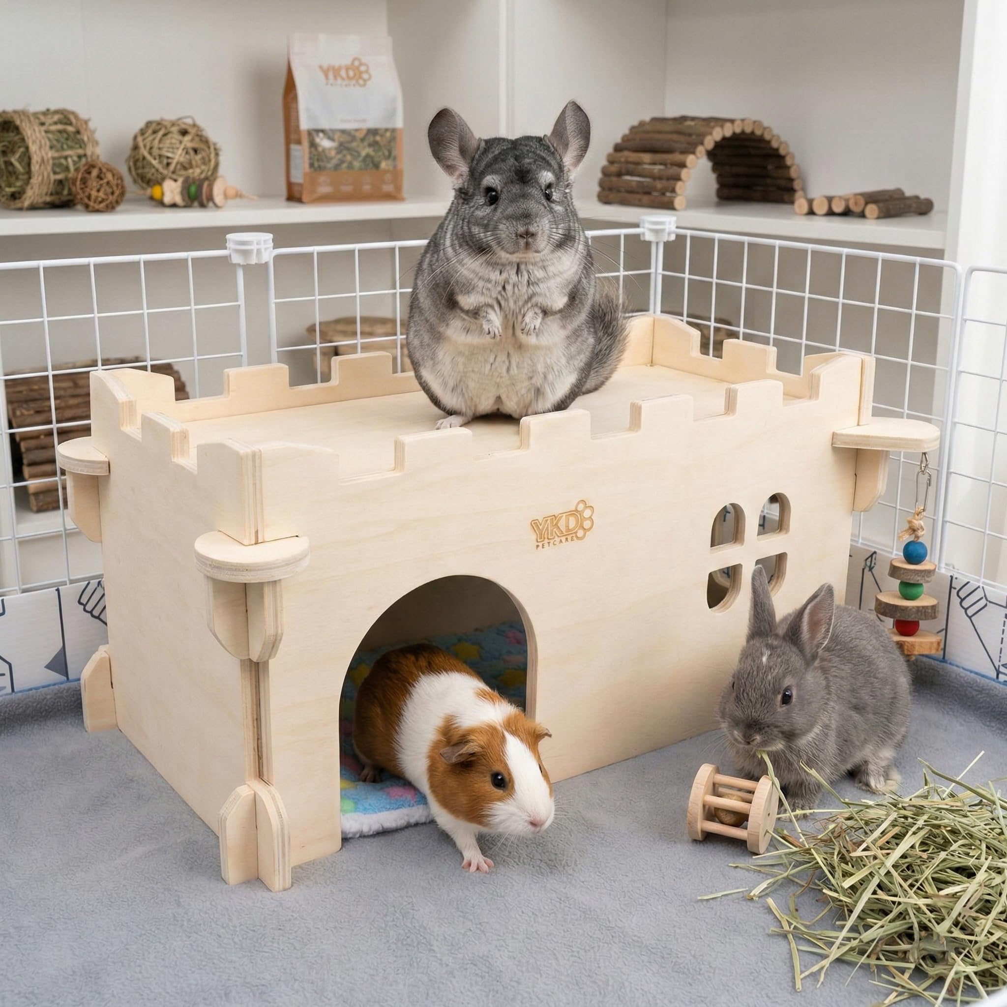 YKD Castle Chinchilla House multiple doors for easy access and exploration