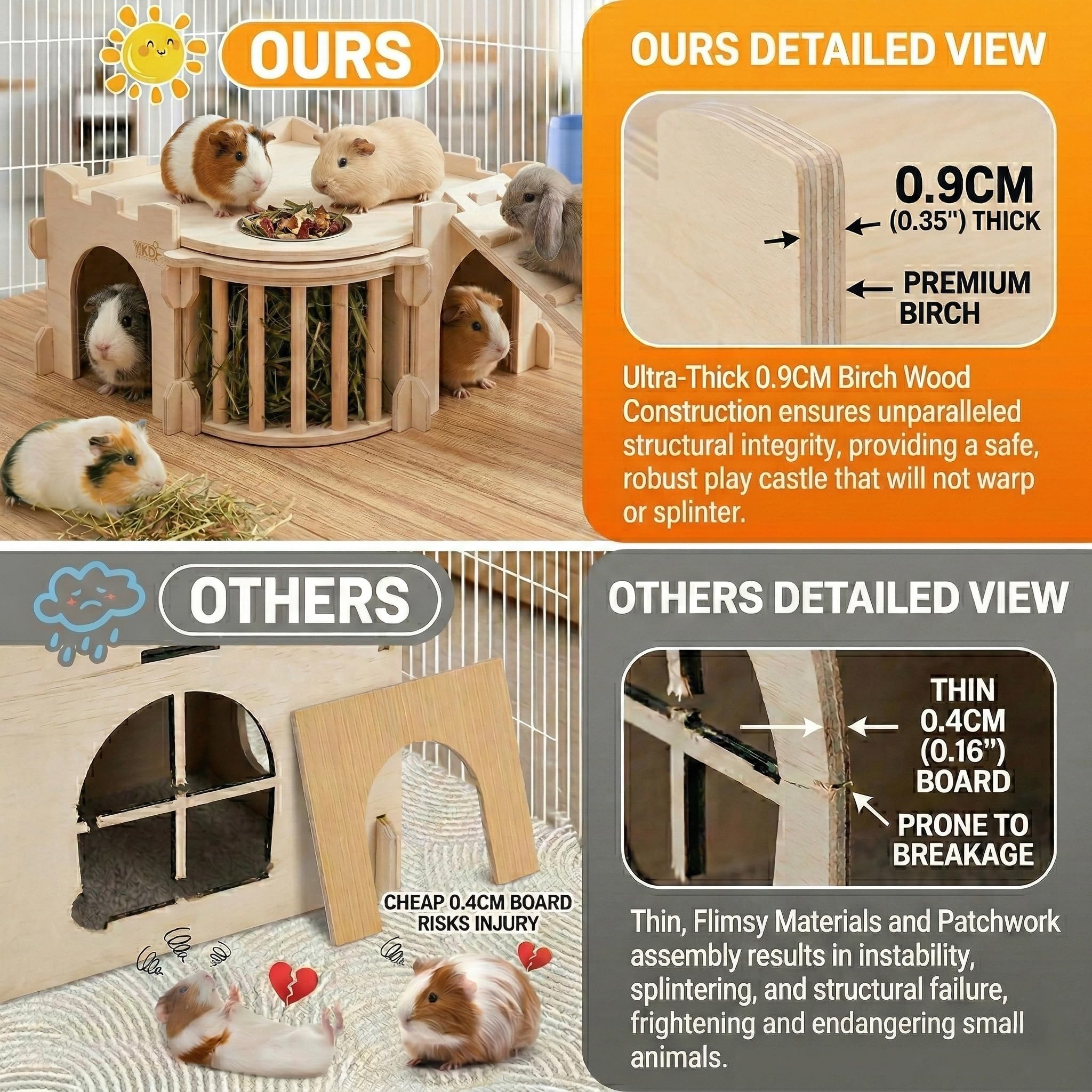 YKD Hay feeder integrated for convenient hay access during playtime