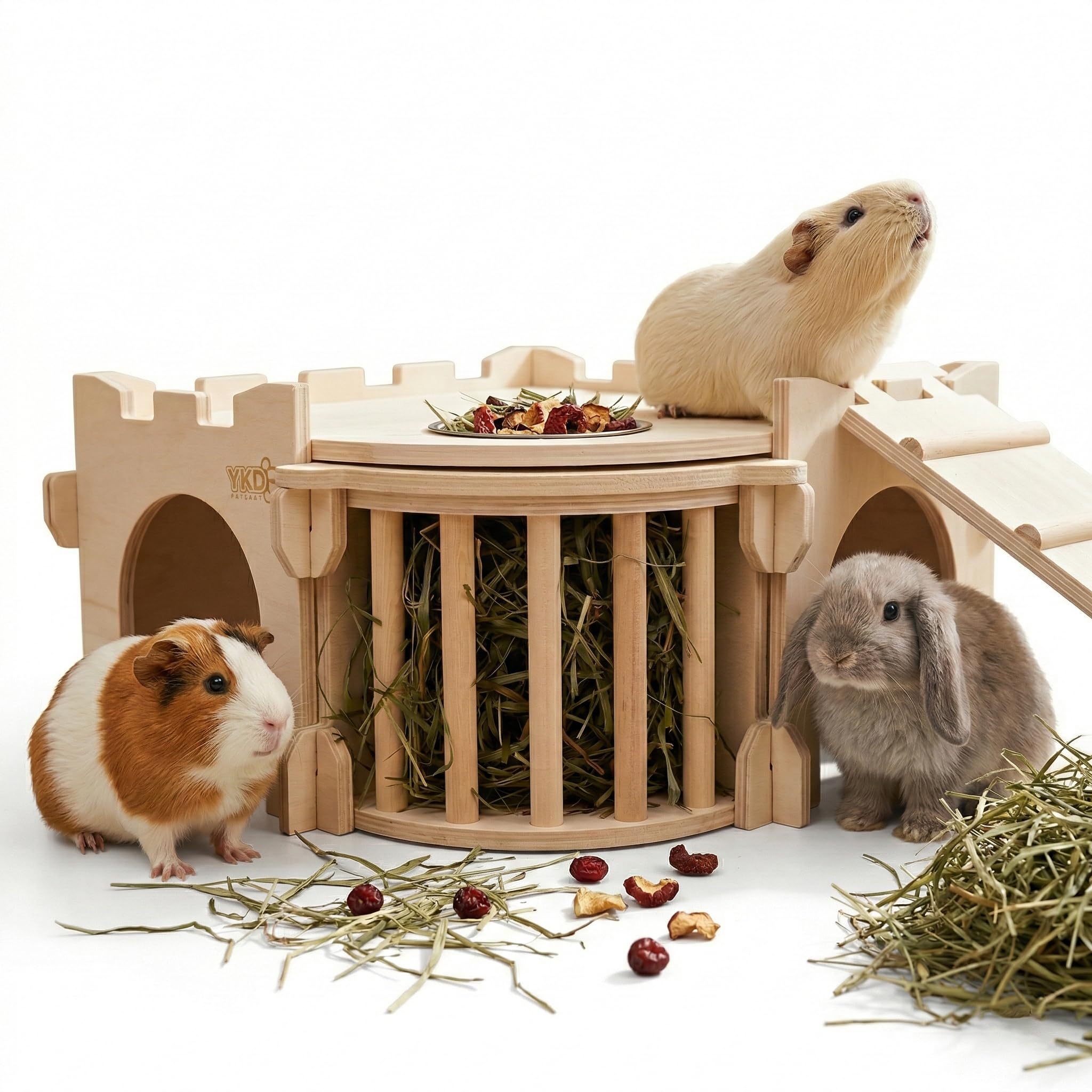 YKD Large Guinea Pig Castle with rooftop hideout for cozy play and rest