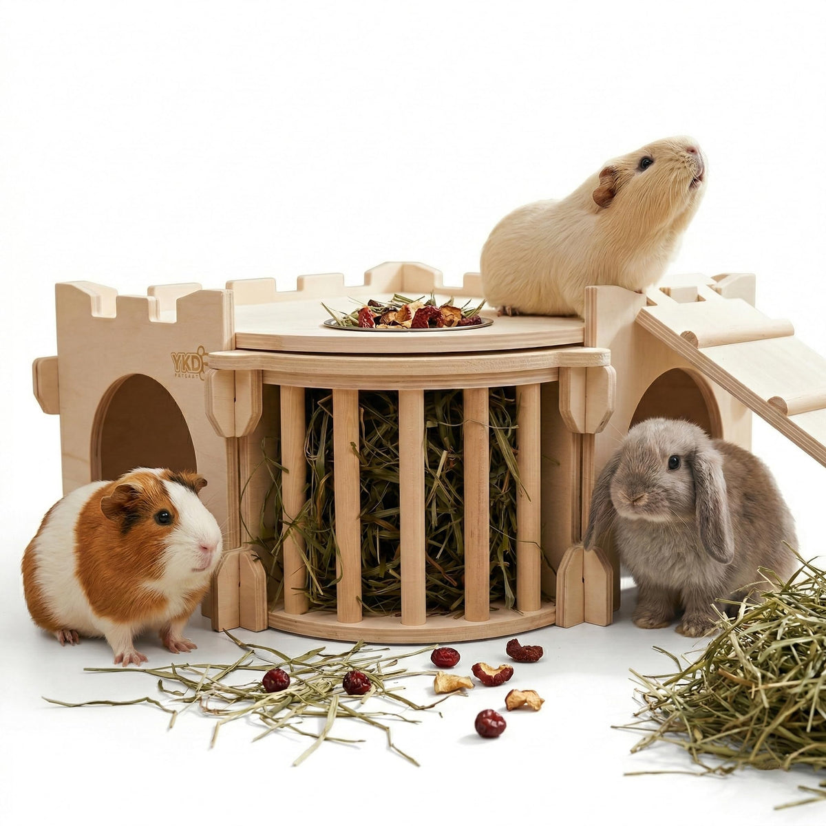 YKD Large Guinea Pig Castle with rooftop hideout for cozy play and rest
