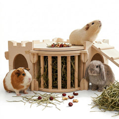 YKD Large Guinea Pig Castle with rooftop hideout for cozy play and rest