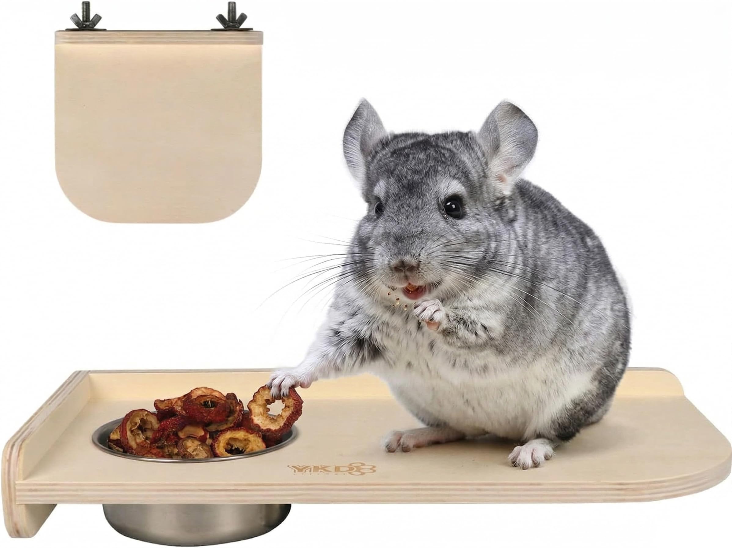 YKD natural wood chinchilla platform for climbing and resting.