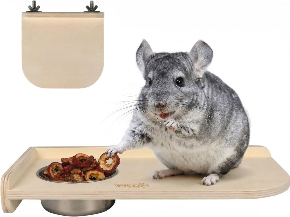 YKD natural wood chinchilla platform for climbing and resting.