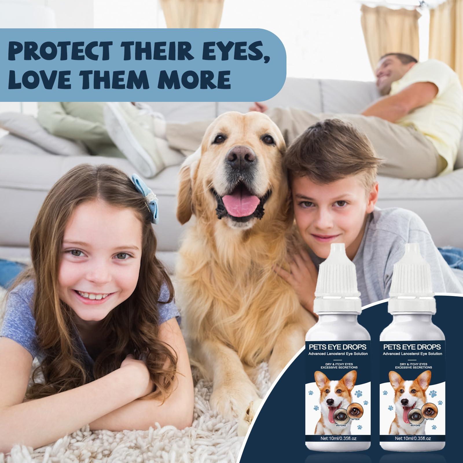 Vet-approved eye drops used in a home pet care routine