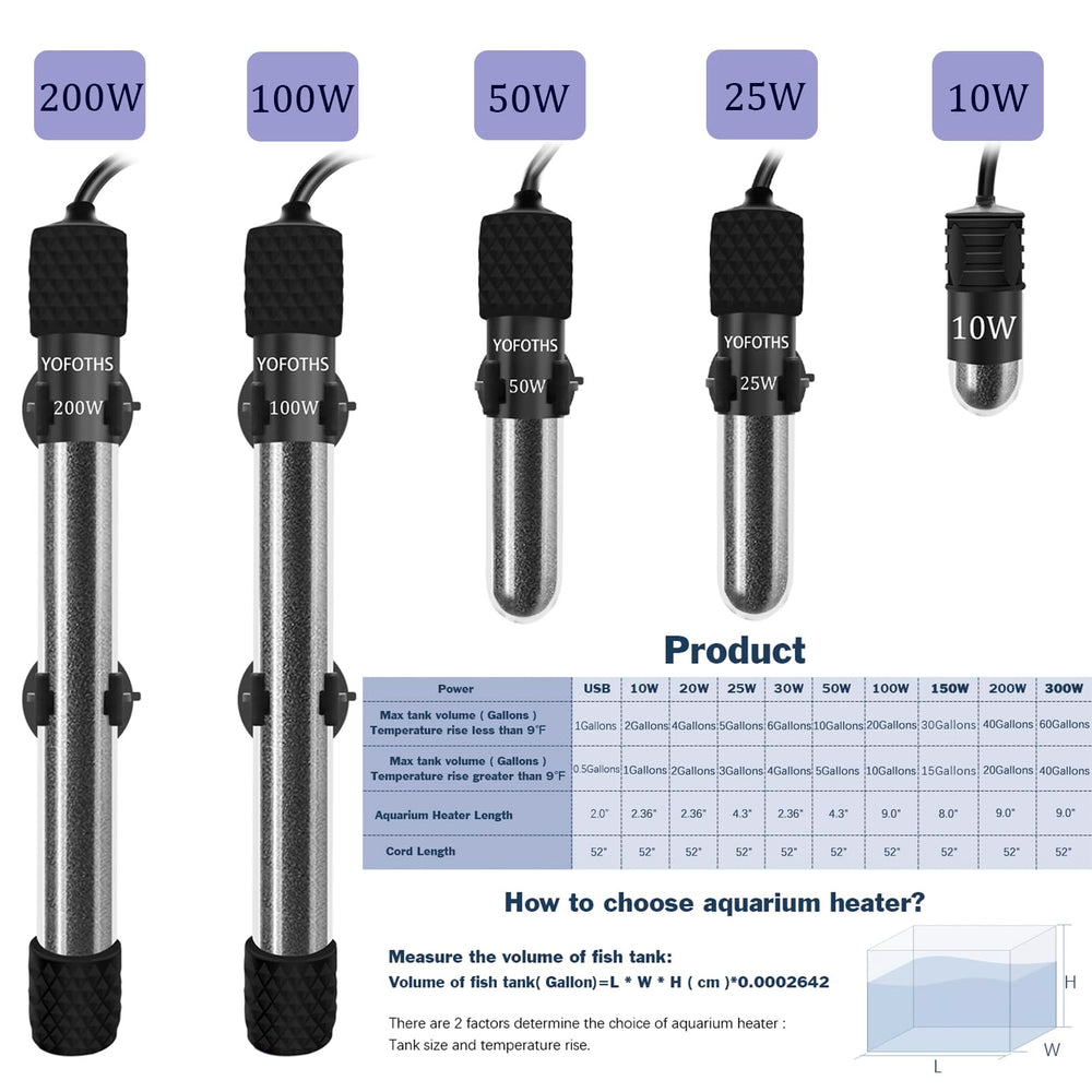 Compact YOFOTHS heater fits small tanks without crowding.