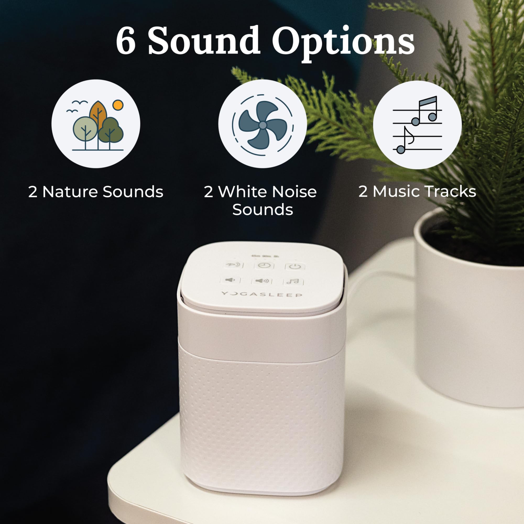 Yogasleep Pawzz six-sounds option set supports different pet moods.