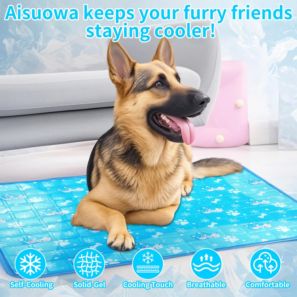 Yoheueoa dog cooling mat large size, provides roomy cooling for bigger dogs.