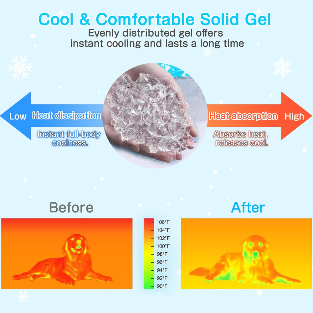 Yoheueoa dog cooling mat side view, keeps pets comfy on sofas and car rides.