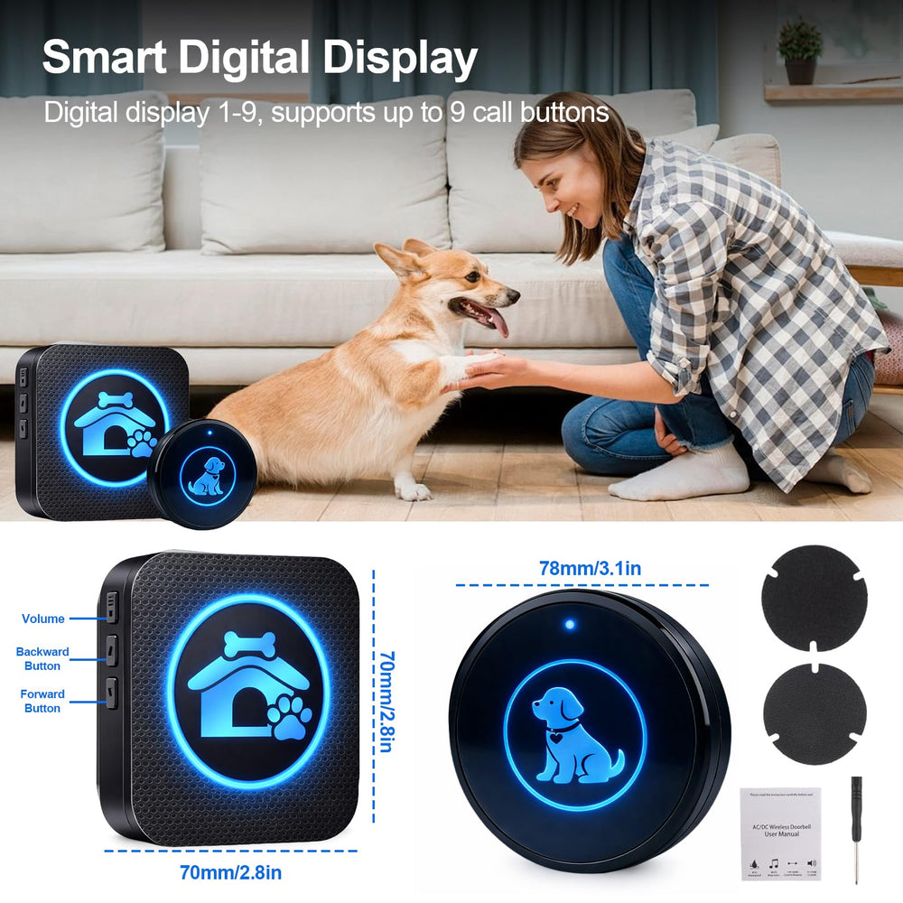 Yoiilifee easy-install dog door bell with Velcro mounting