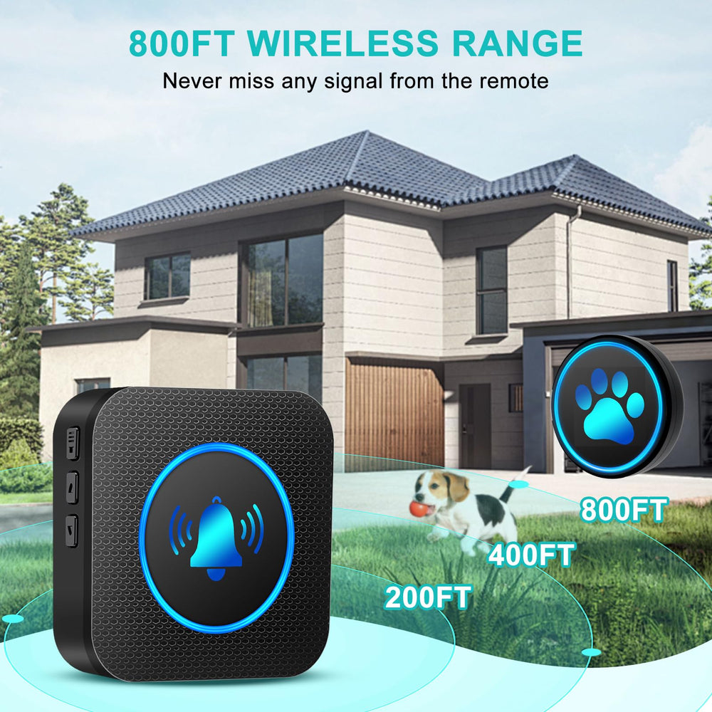 Yoiilifee dog doorbell with 1000ft range for reliable signaling across the property.