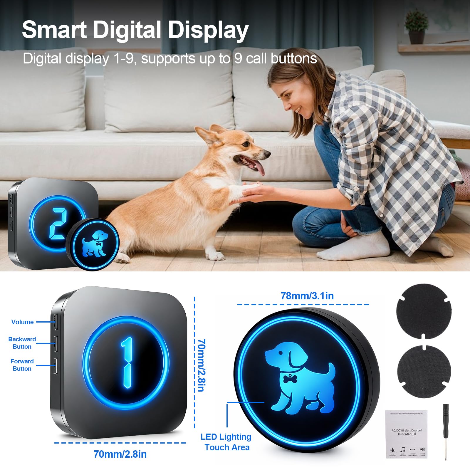 Yoiilifee dog doorbell range up to 1000 feet for reliable coverage