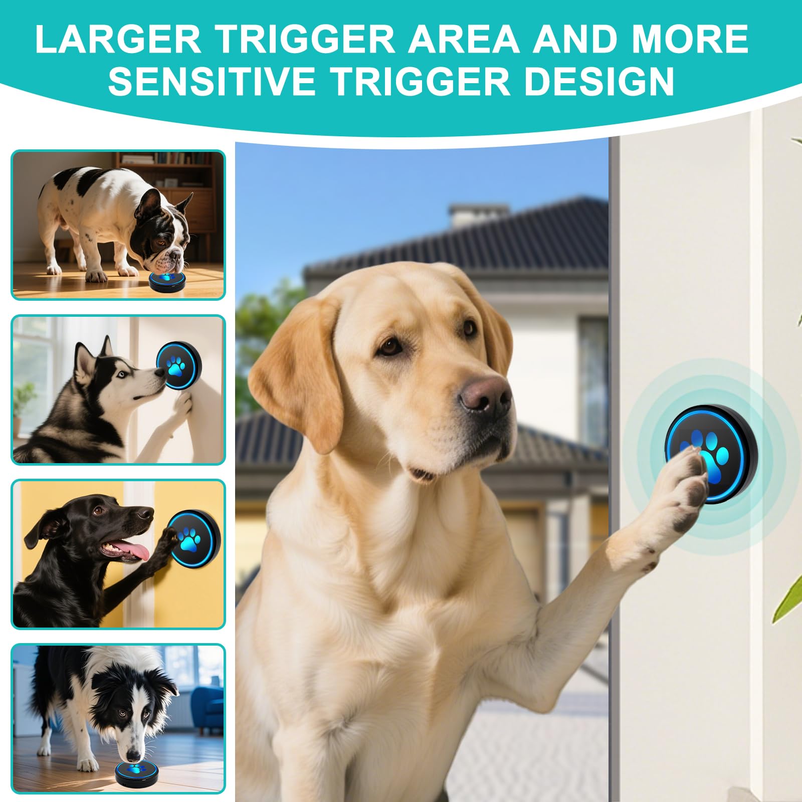 Yoiilifee dog doorbell with reusable Velcro for easy, tool-free installation.