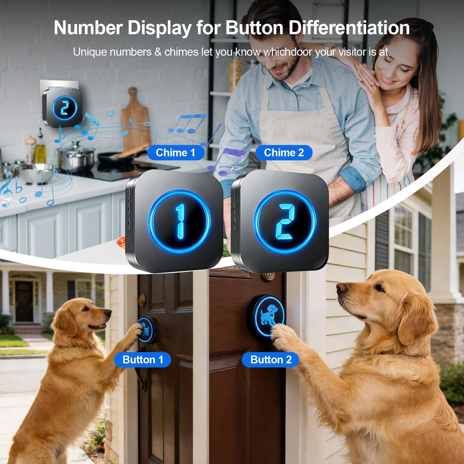 Yoiilifee doorbell with 60 ringtones and adjustable volume for customization