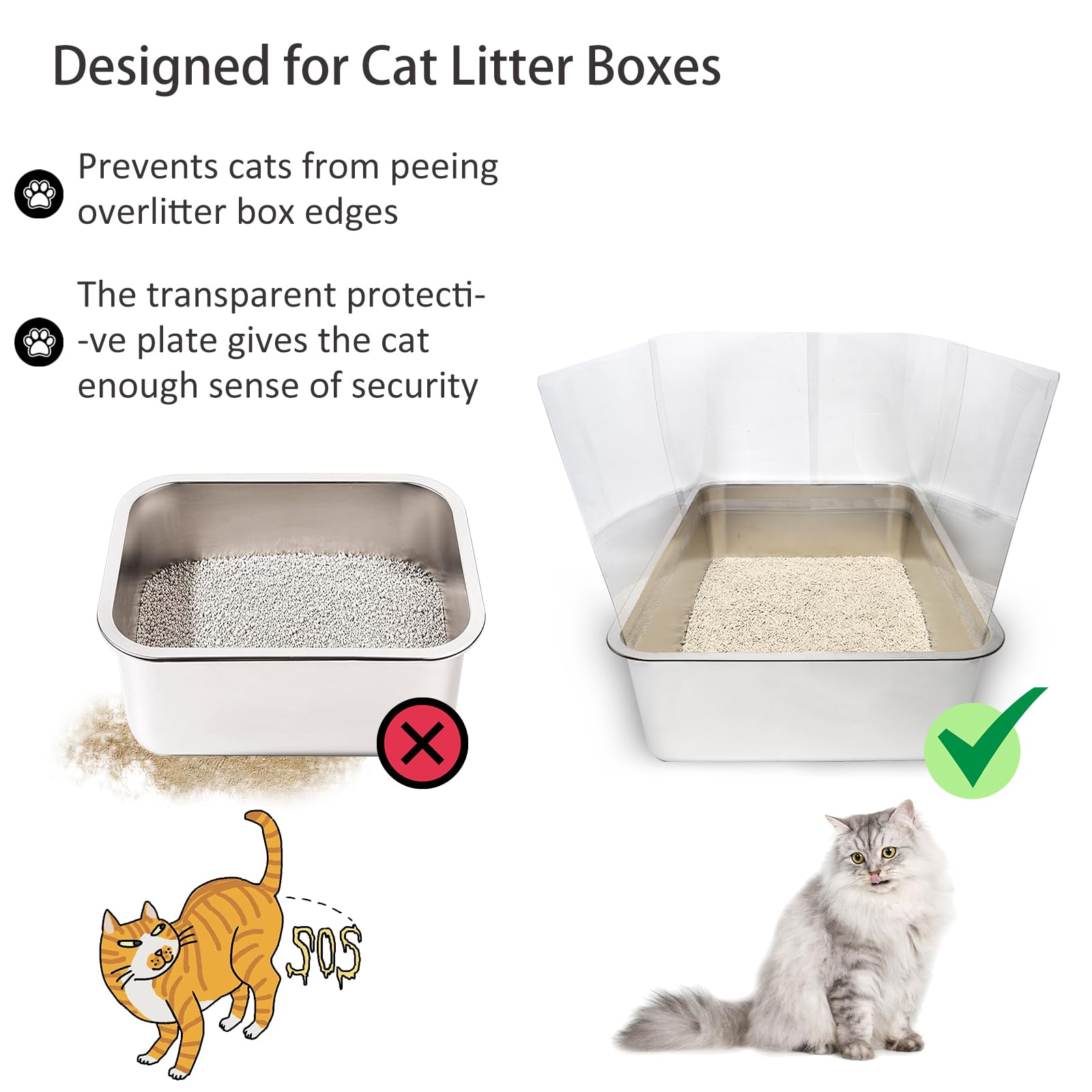 YOILES cat entering open-top litter pan with shield for smoother access