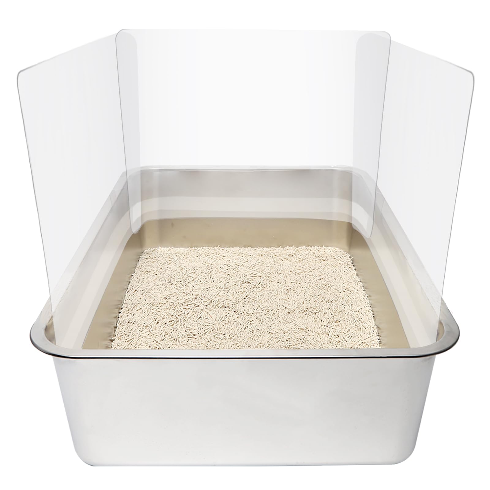 YOILES pee shields front view protects an open litter box with clear visibility.