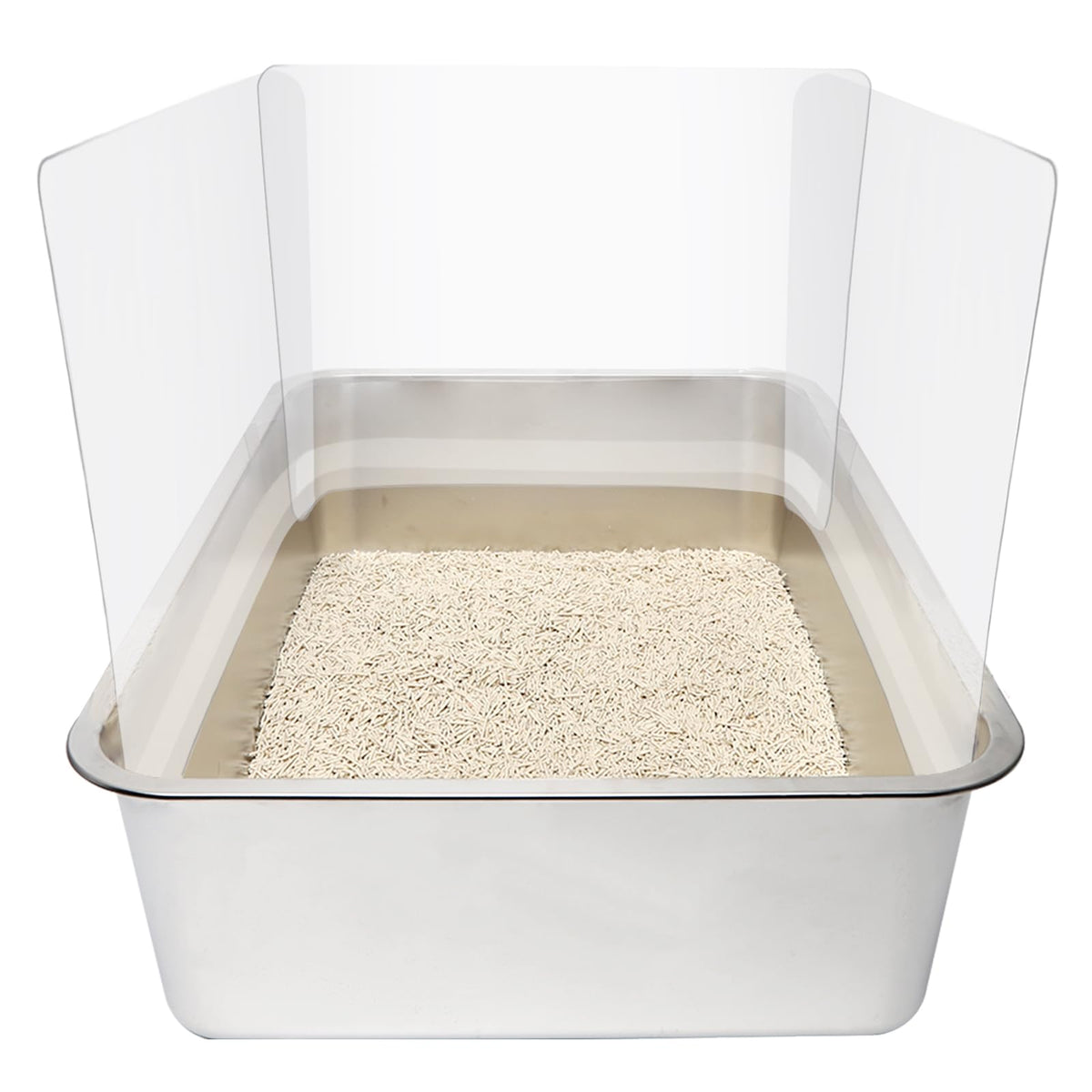 YOILES pee shields on litter box front view, helps minimize splash while keeping area clean