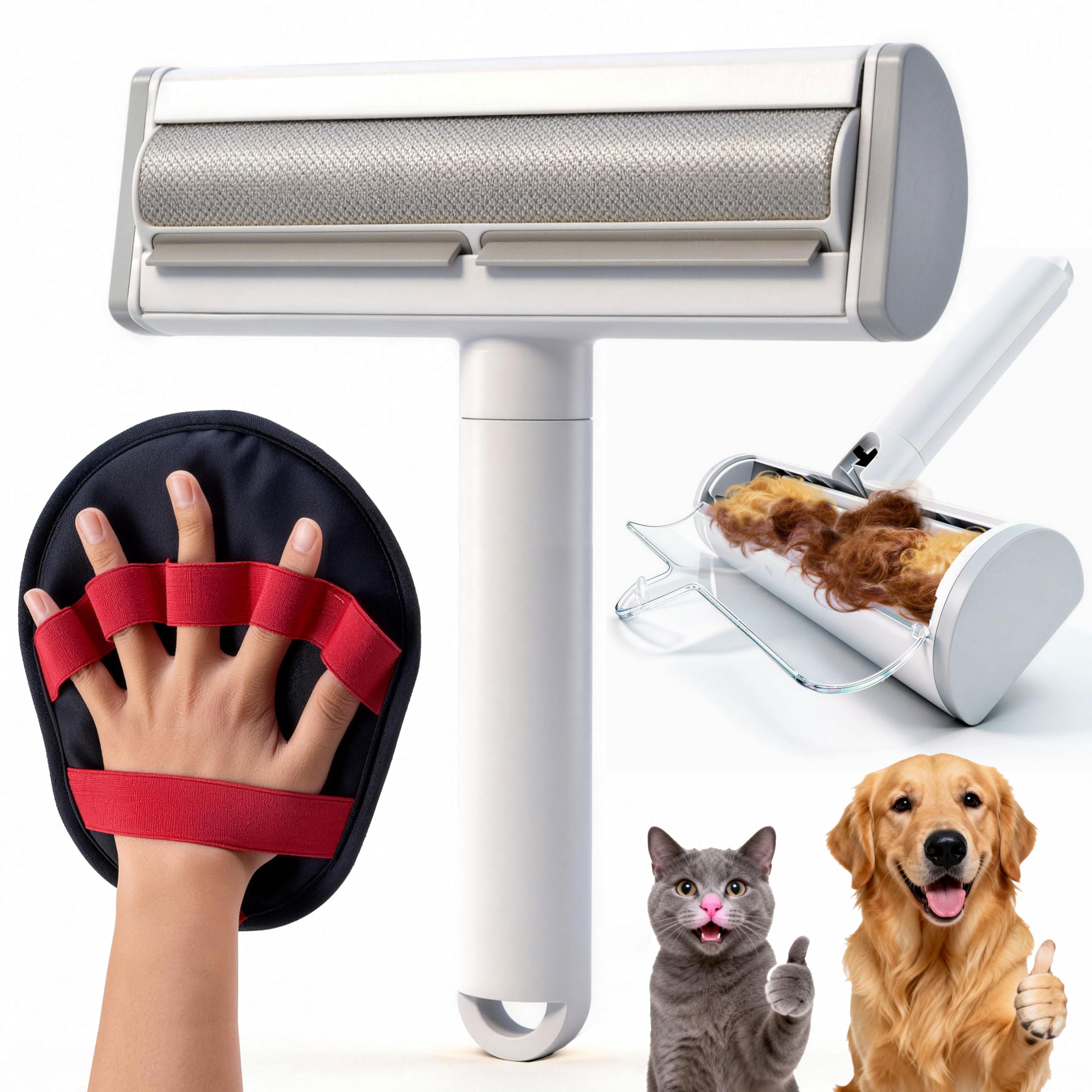 Yoioyms 2-in-1 pet hair remover glove cleans sofas and clothing