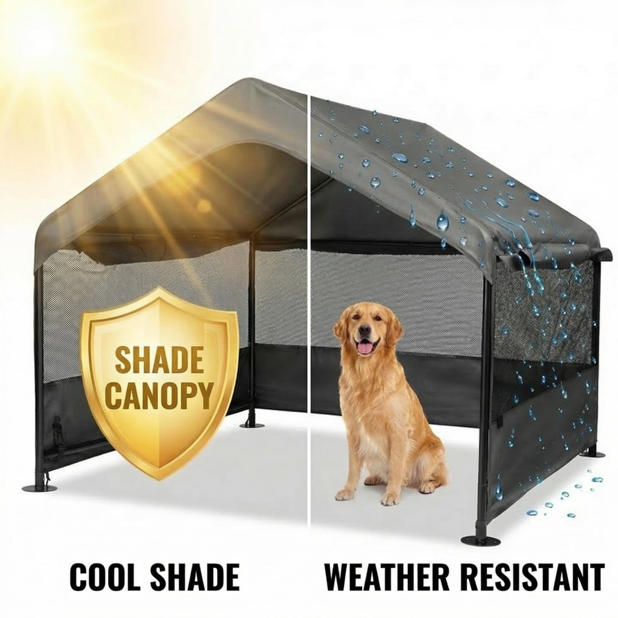 Yokaniwa 4x4x3 shelter suited for dogs, chickens, and farm pets.