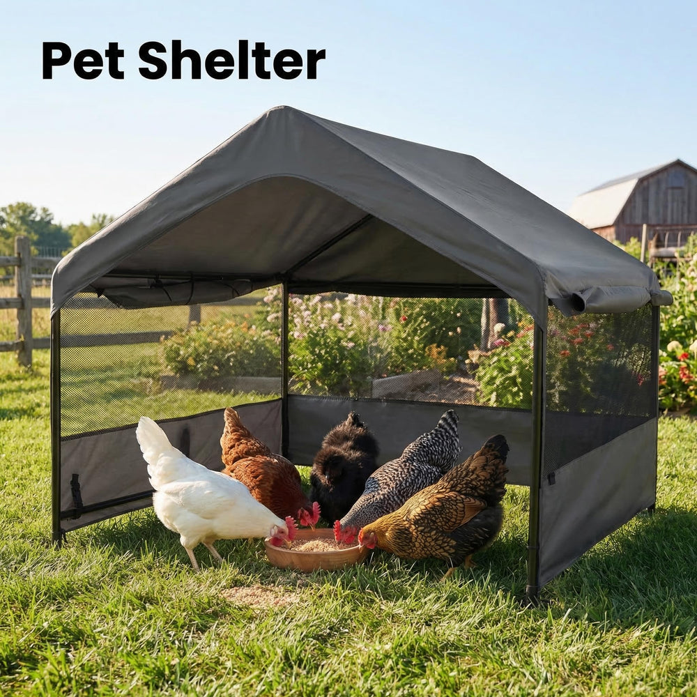 Yokaniwa shelter side panel highlights breathable mesh windows for airflow.