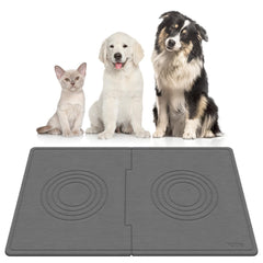 Yolife extra-large dog water bowl mat shows spacious spill coverage for clean floors