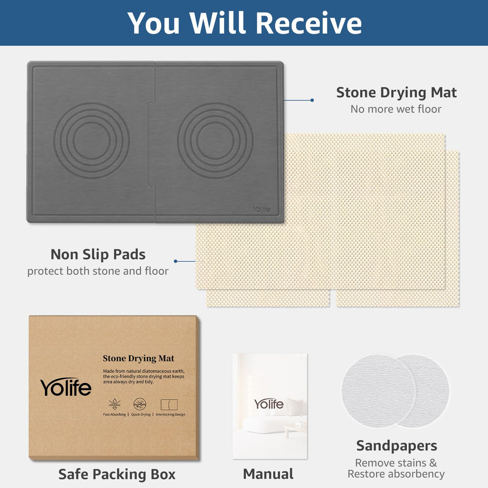 Yolife two-parts-reconfigurable stone mat adapts to one or two pets