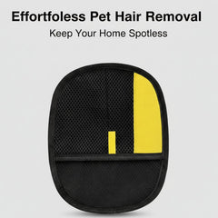 Yomi Pet Hair Remover Glove on sofa cleaning upholstery hair quickly and easily.