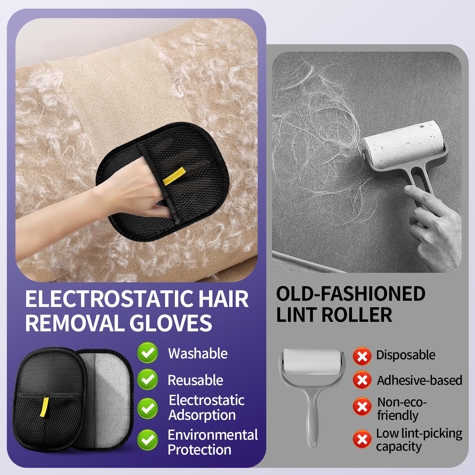 YOMI PET Hair Remover Glove cleans car seats and fabrics with precision.
