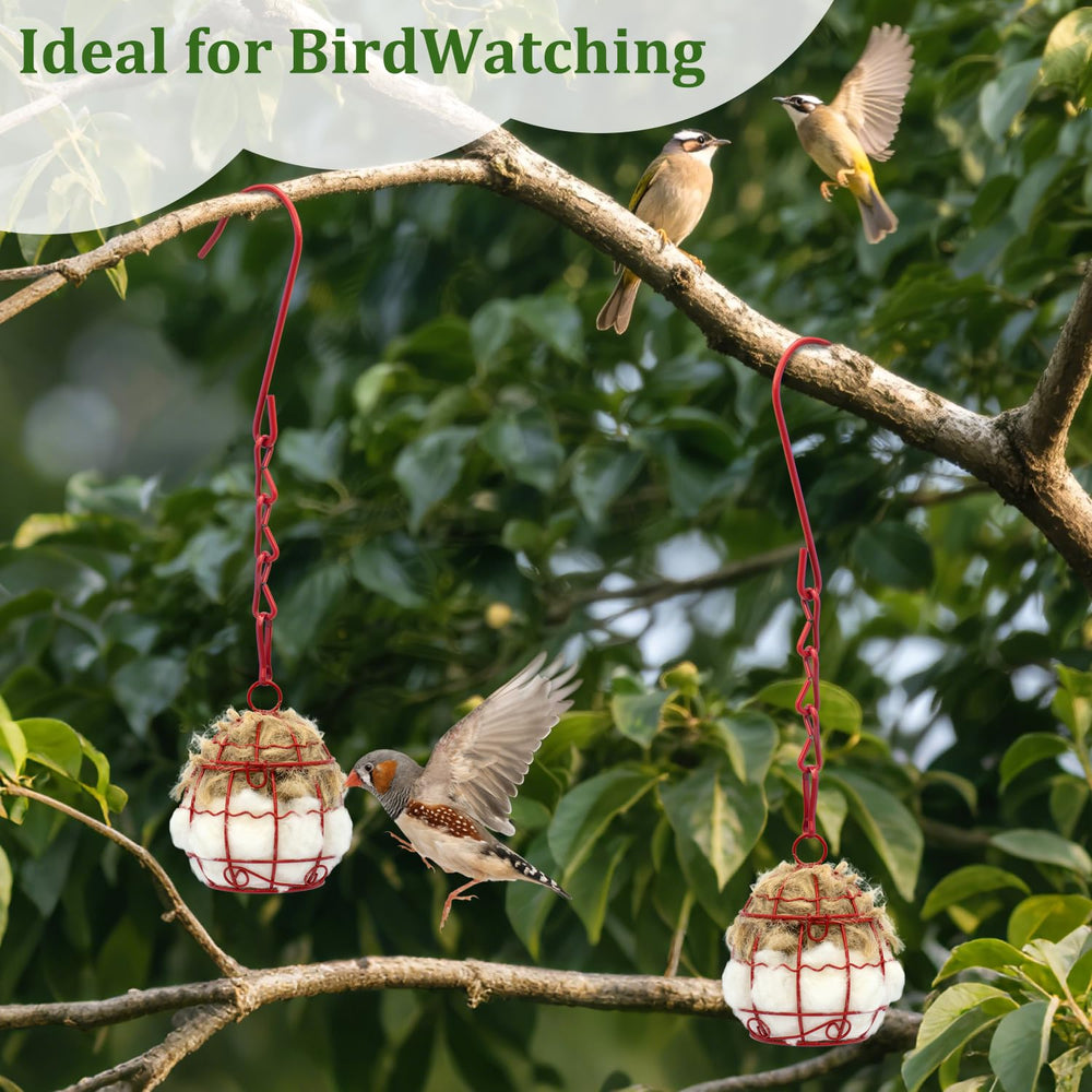 Yomishine nesting balls attract and support wild birds outdoors.