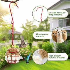 Yomishine soft natural cotton nesting material blends with garden foliage.