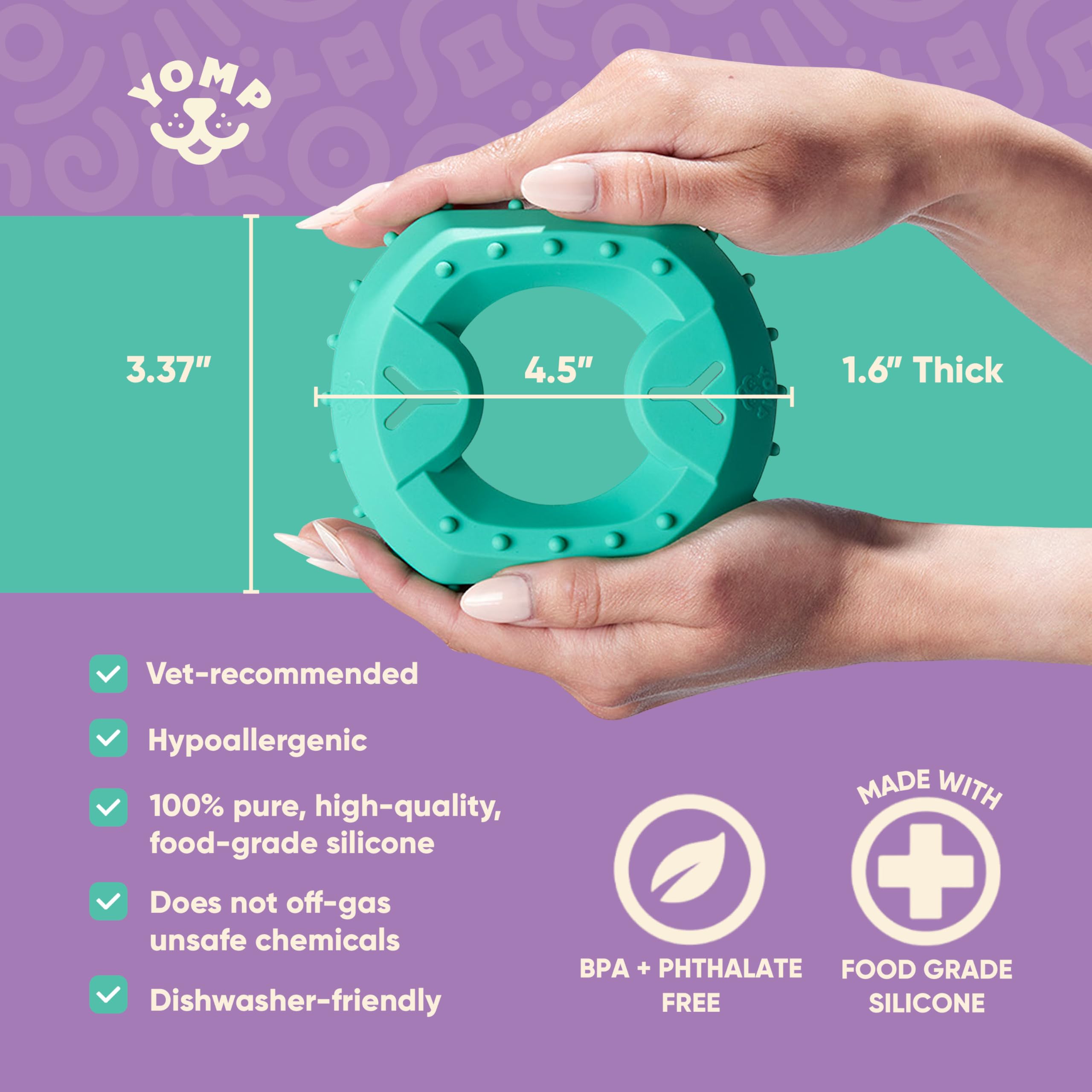 Yomp ChillChew non-toxic silicone and dishwasher-safe for easy cleaning.