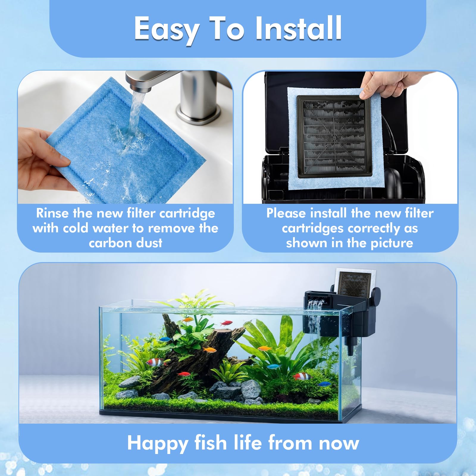Yonice in-tank setup shows clearer water for fish.