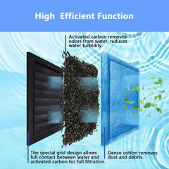 High adsorption carbon captures fine particles for clearer aquarium water.