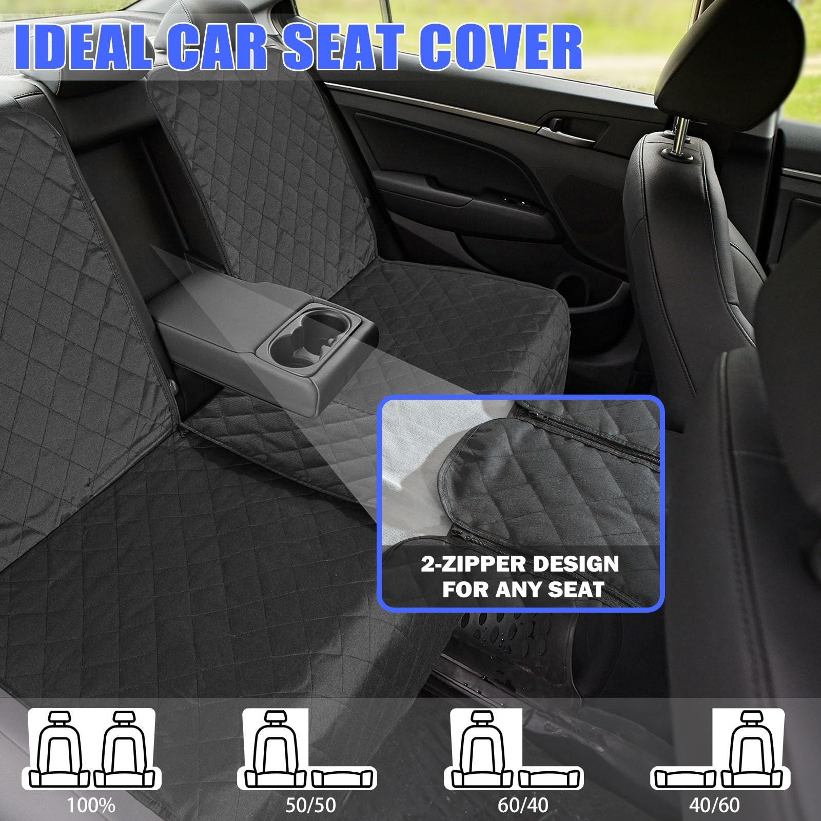 Yonktoo dog car seat cover installation anchors anti-slip backing for secure fit