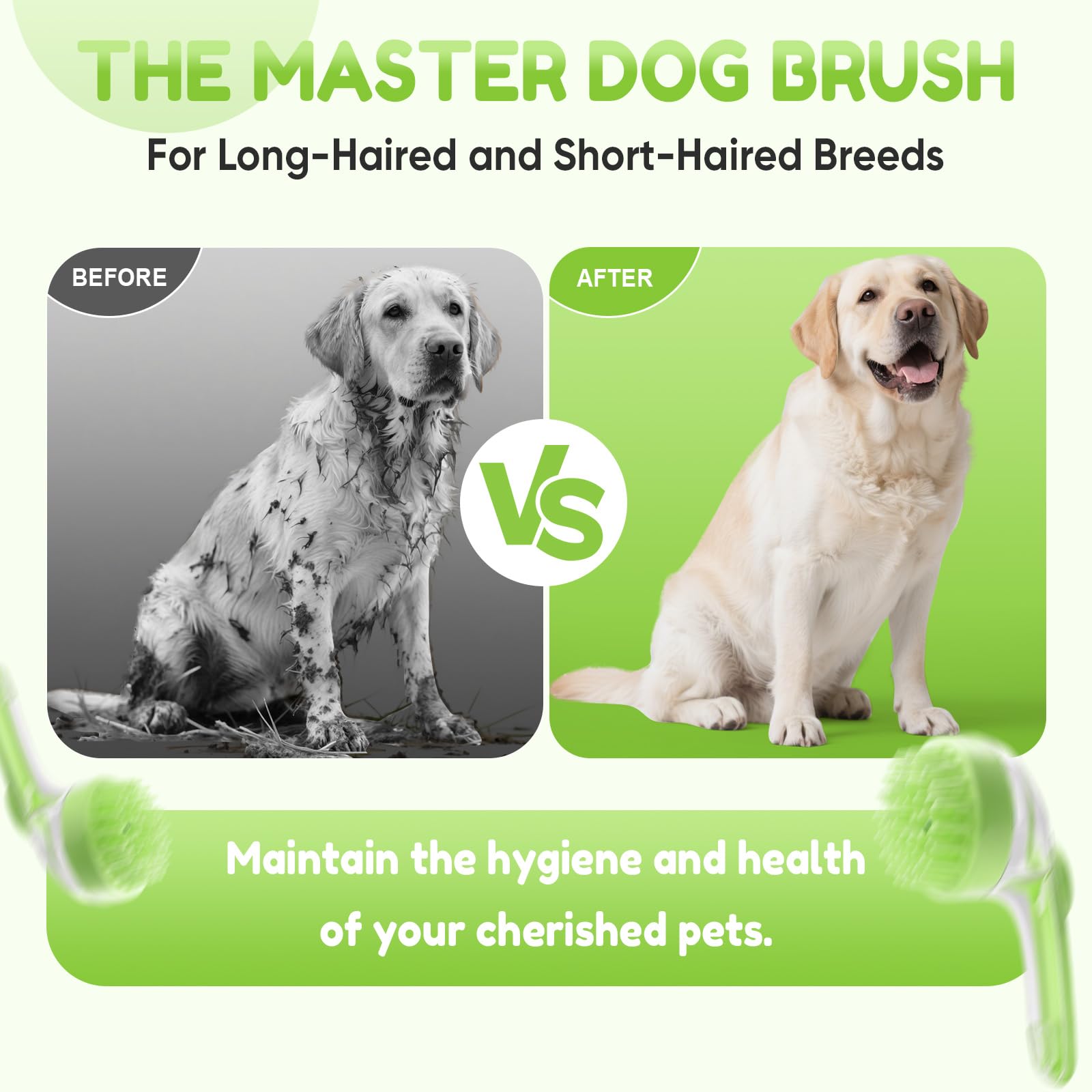 Yonynn brush features coarse and fine teeth for all coat types