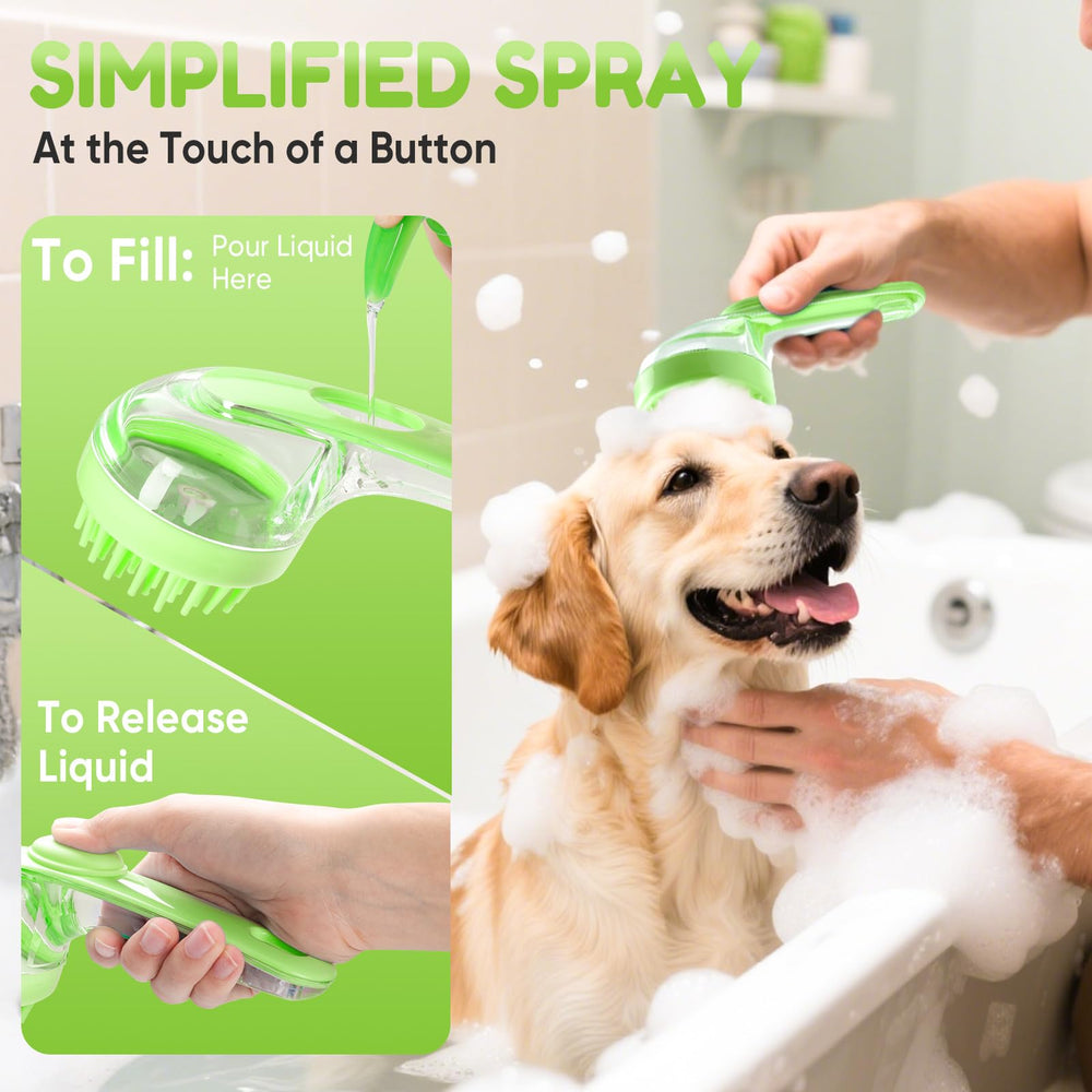 Yonynn dog grooming brush with gentle massage enhances bath comfort and shampoo lather