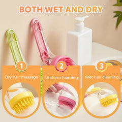 Yonynn pet bath brush ergonomic grip for comfortable, slip-free grooming