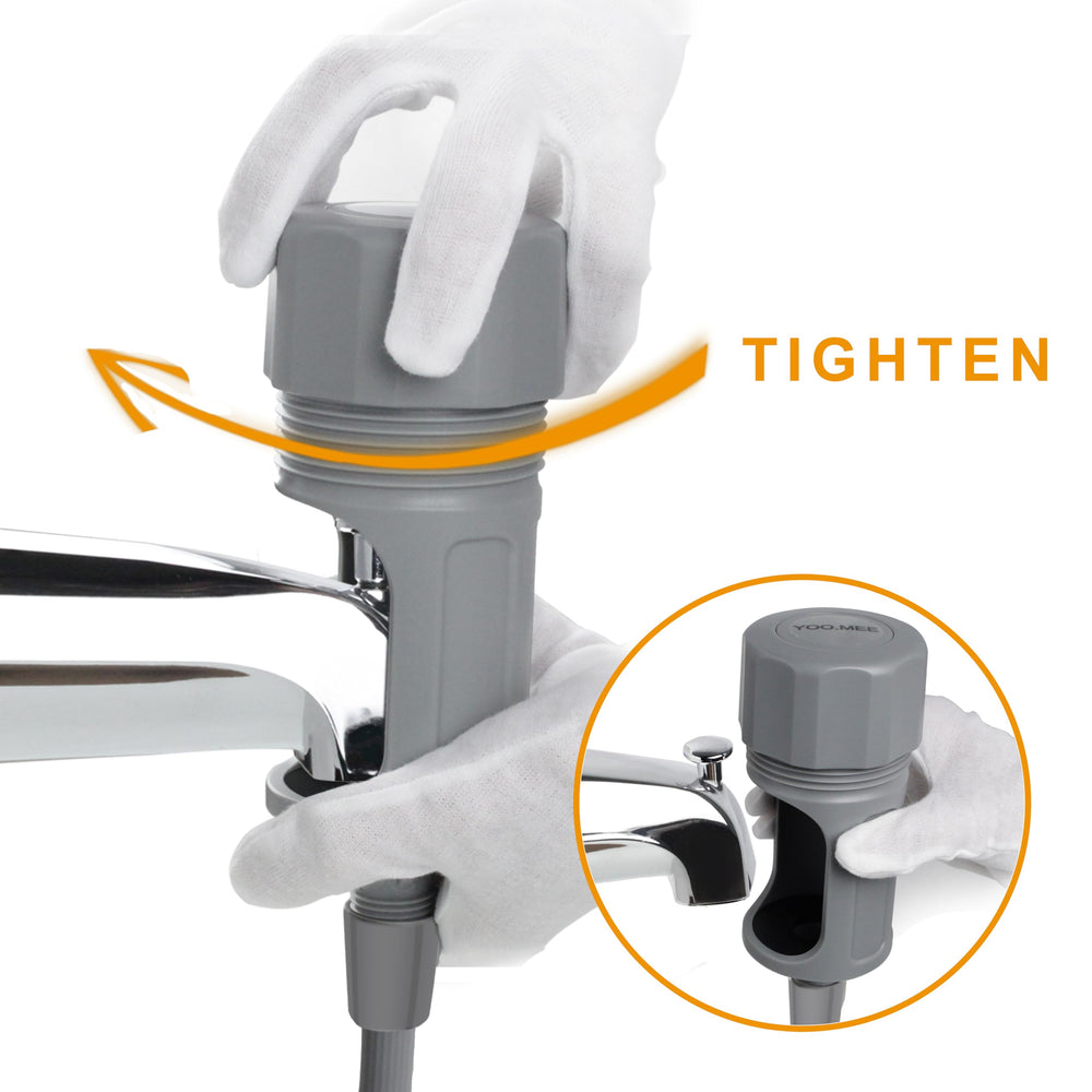 YOO.MEE portable setup suits baths near sink or tub edge.