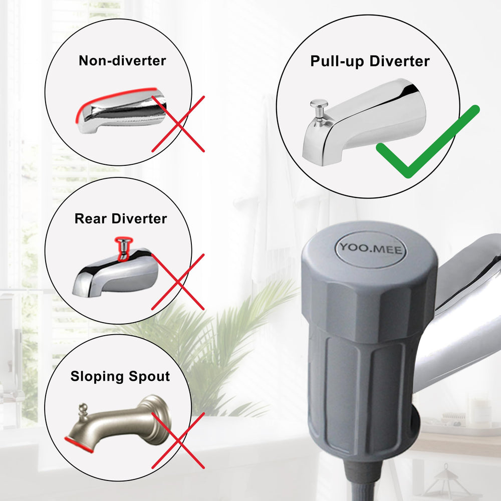 YOO.MEE tub spout adapter enables quick connect for portable bathing.