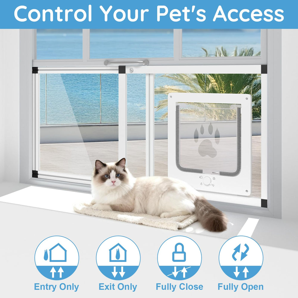 Yoochee Sliding Cat Door window with HD glass enhances visibility for curious cats.